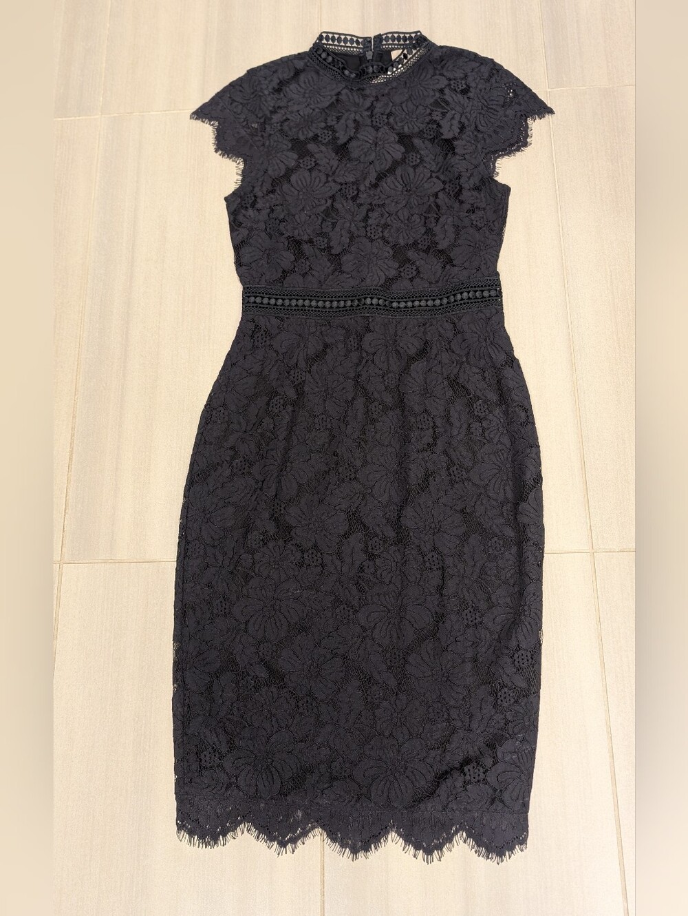 H&M Navy Floral Lace Midi Dress